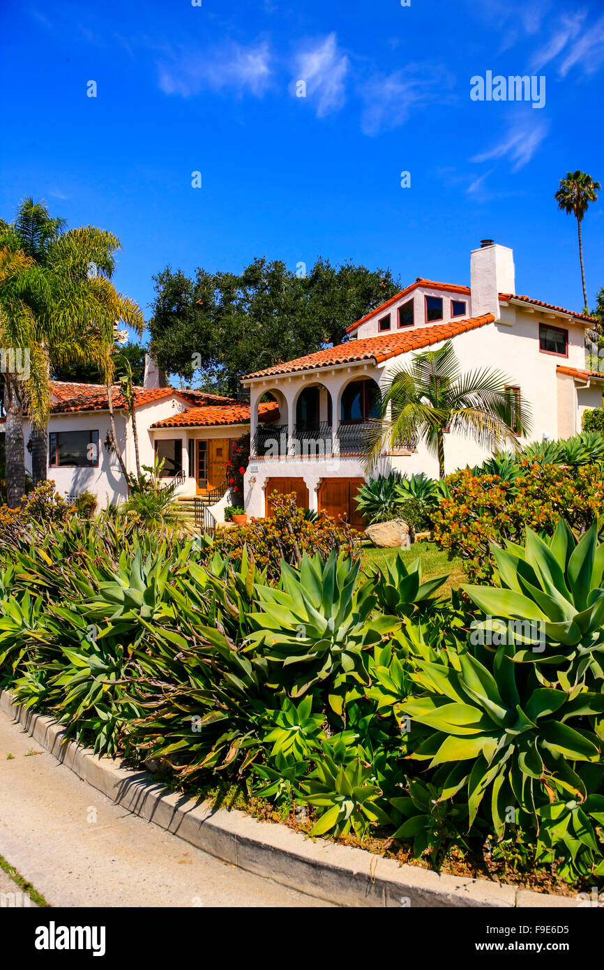 California house in a Spanish style architectural design in Santa Barbara Stock Photo