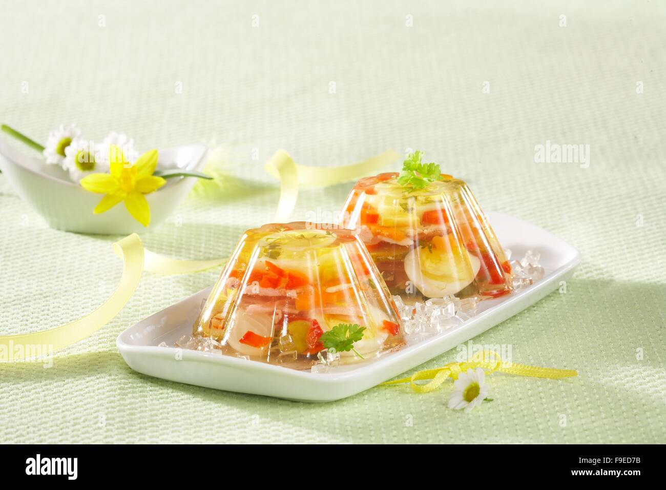 Eggs in Gelatine Stock Photo Alamy