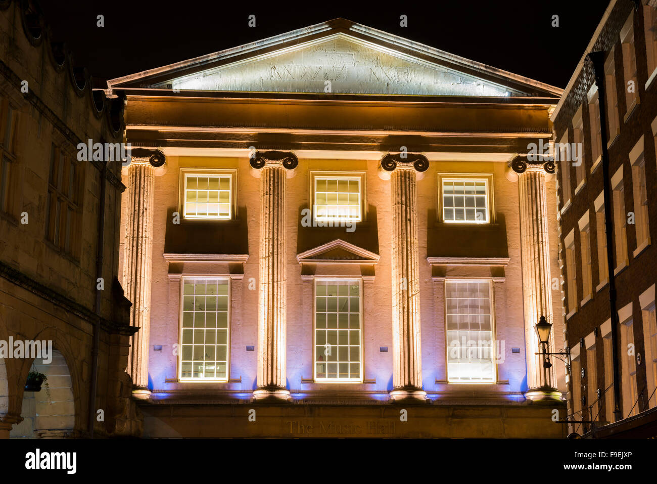 Shrewsbury Museum and Art Gallery illuminated at night, Shropshire. Stock Photo
