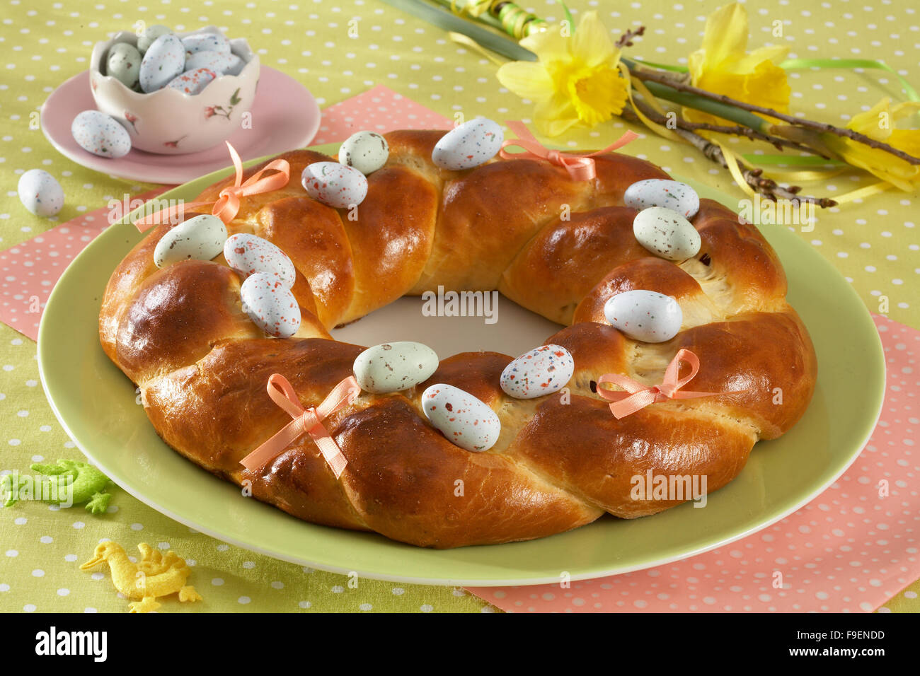 Yeast Wreath with Dried Fruit Stock Photo Alamy