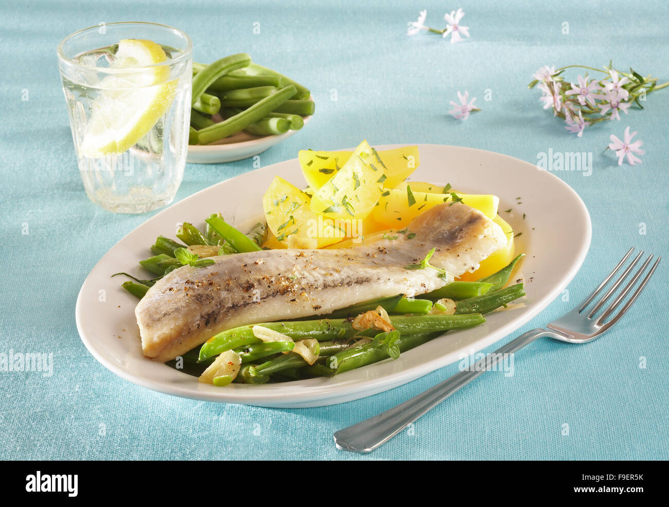Matjes herrings with French beans and potatoes Stock Photo Alamy