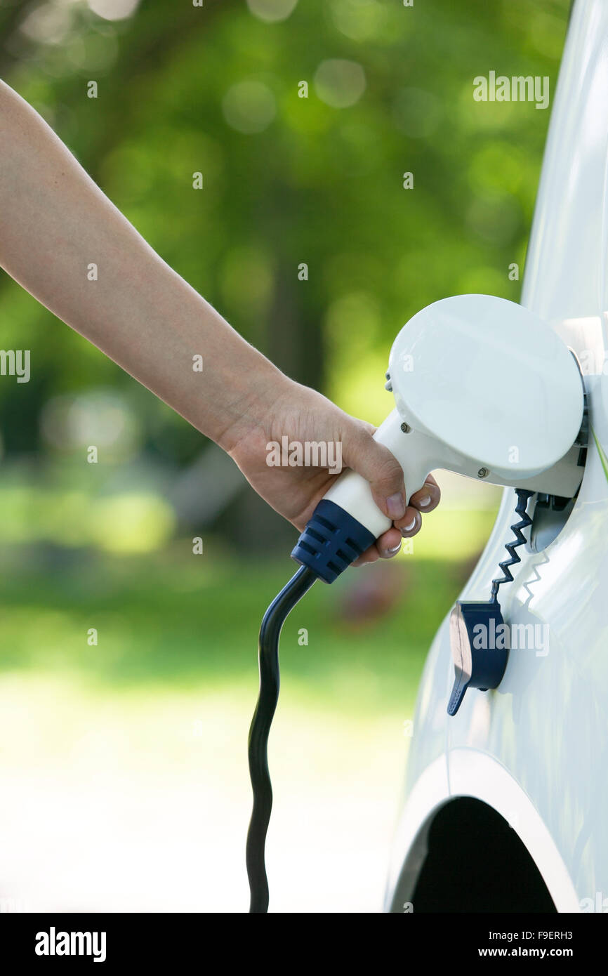 Charging battery of an electric car Stock Photo Alamy