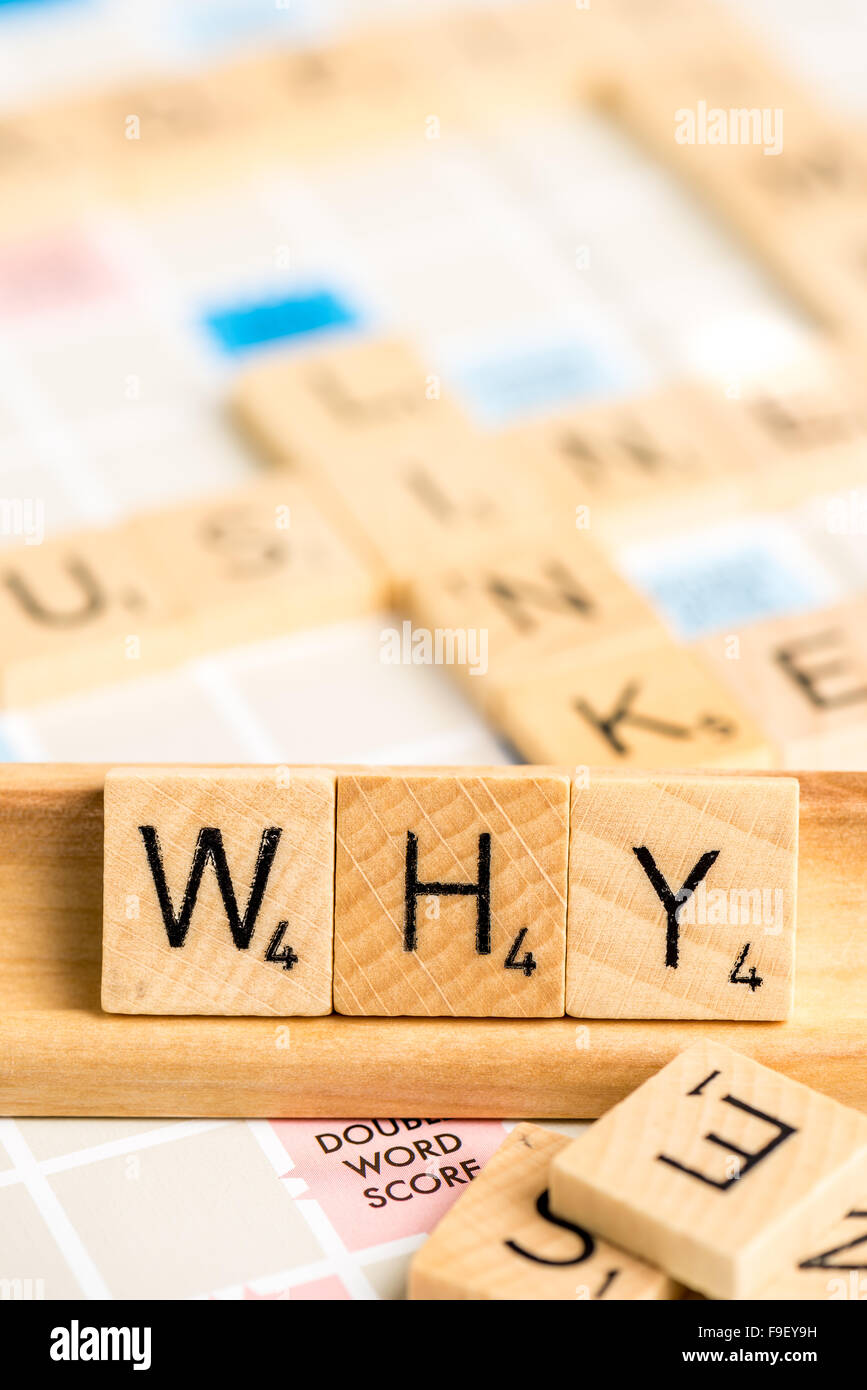 Scrabble - WHY. Stock Photo
