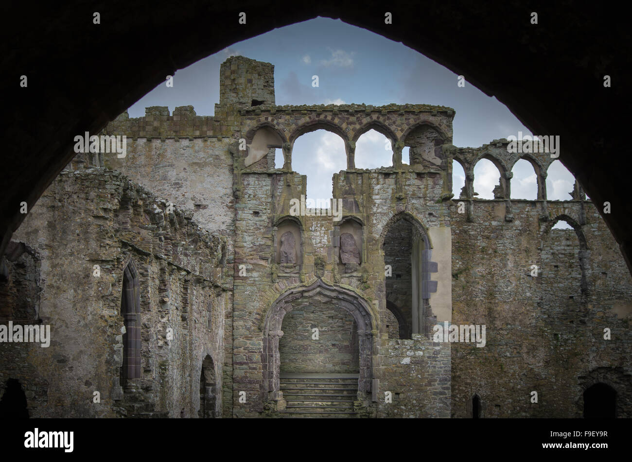 Ruins of St Davids Bishops Palace.  St. Davids in Pembrokeshire. Stock Photo