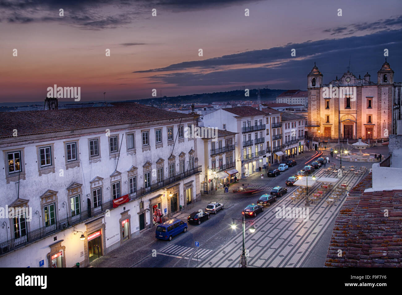 Praça do Giraldo, Evora, Portugal, Unesco World Heritage Site Stock Photo