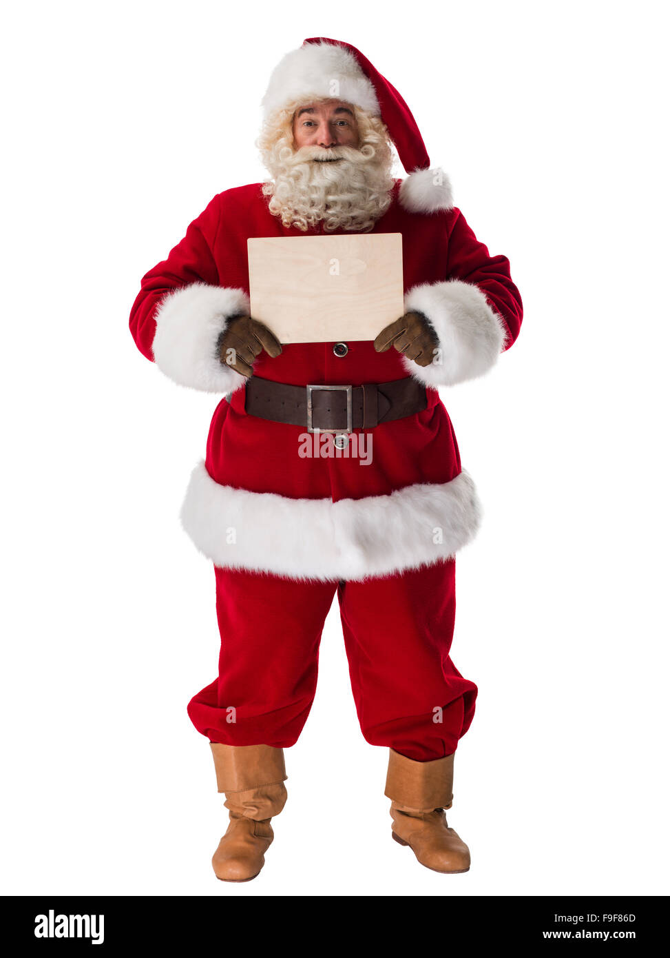 Santa Claus holding blank sign Portrait Isolated on White Background ...