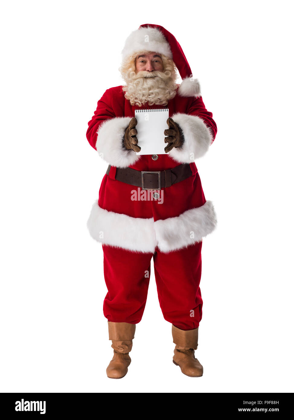 Santa Claus holding blank sign Portrait Isolated on White Background ...