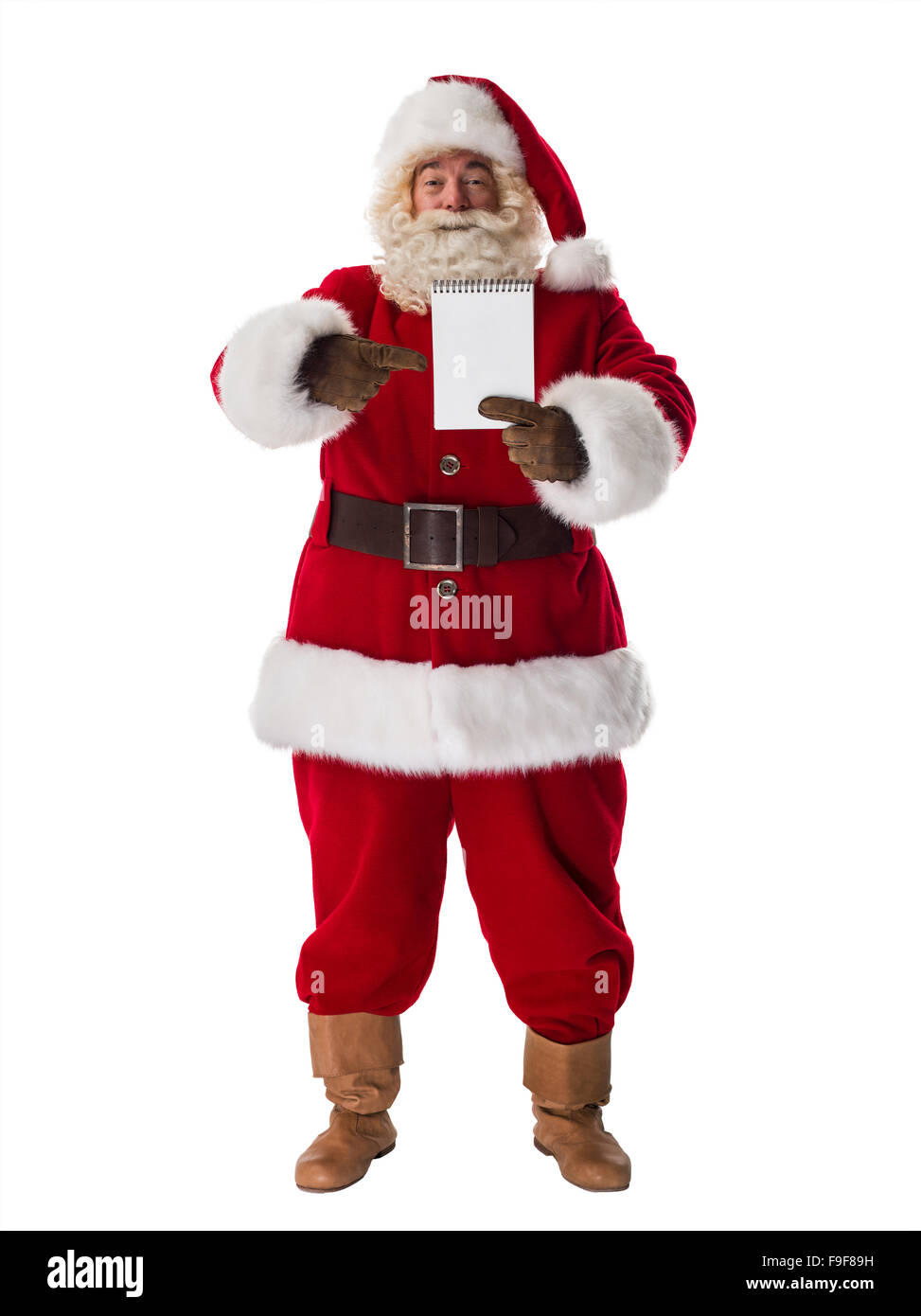 Santa Claus holding blank sign Portrait Isolated on White Background ...
