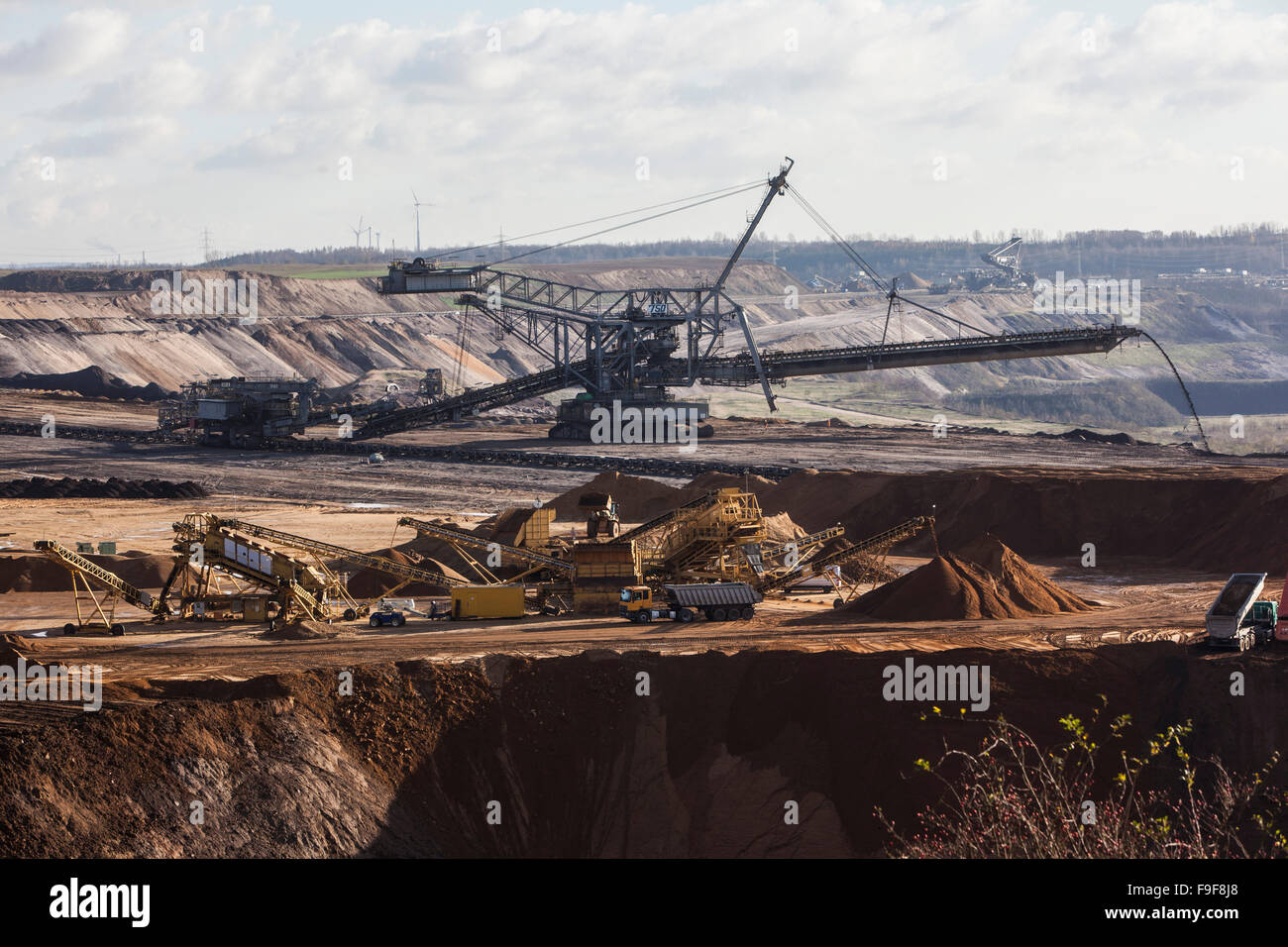 Lignite excavator in the Garzweiler opencast lignite mine Stock Photo