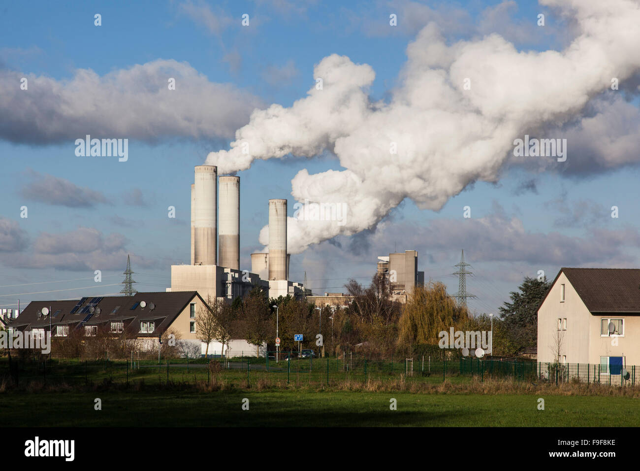 Brown coal power plant Frimmersdorf of RWE. Stock Photo