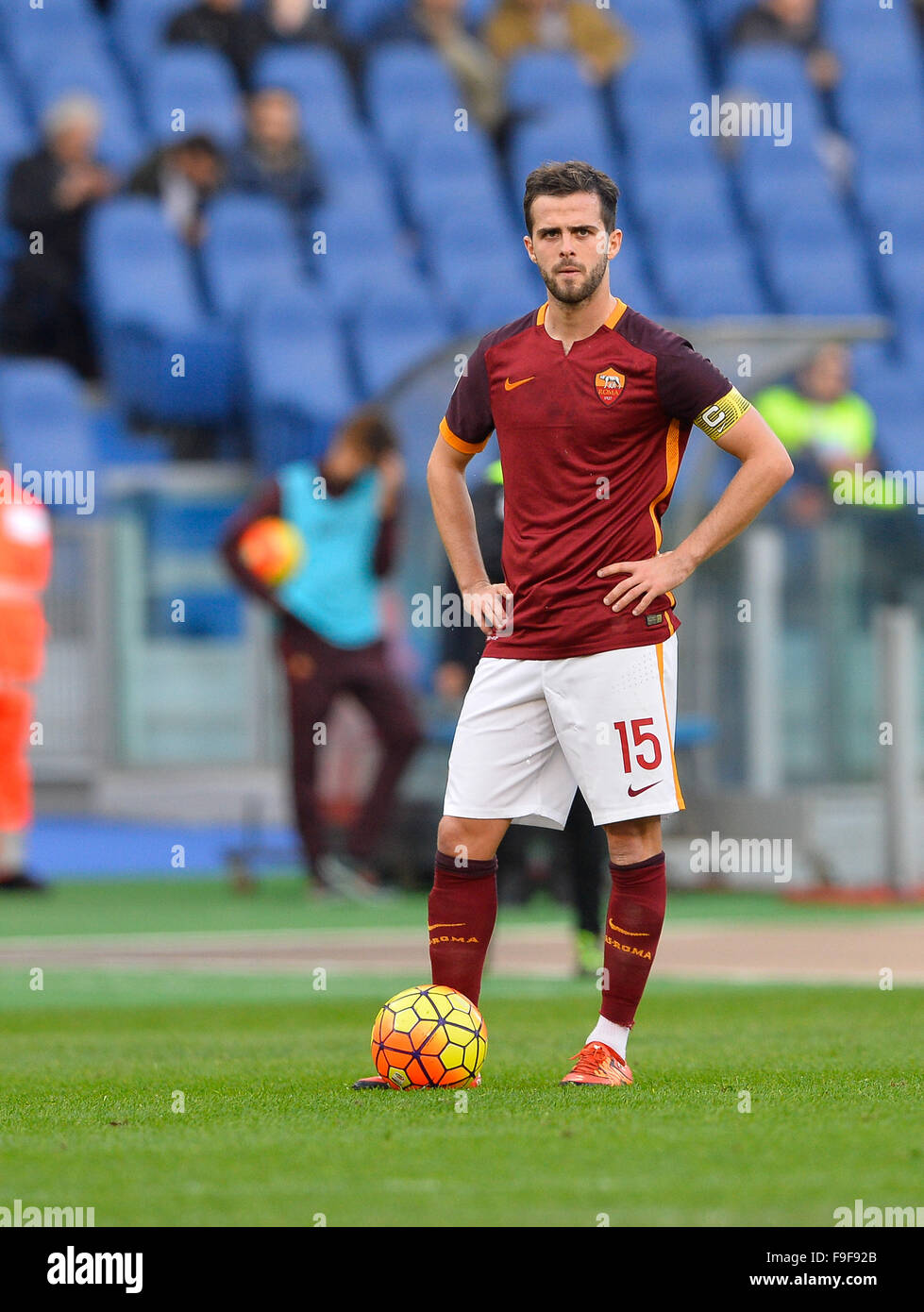 Rome, Italy. 16th Dec, 2015. Miralem Pjianic during the Italian Cup football match A.S. Roma vs A.S. Spezia at the Olympic Stadium in Rome, on december 16, 2015. Credit:  Silvia Lore'/Alamy Live News Stock Photo
