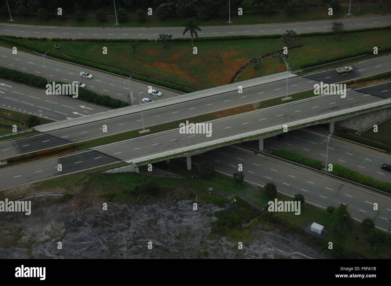 Aerial view Road and Bridge Stock Photo - Alamy