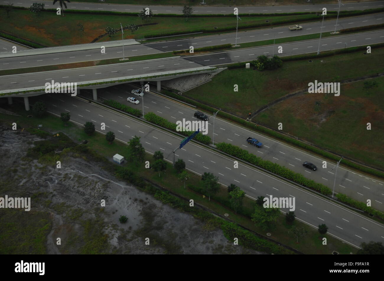 Aerial view Road and Bridge Stock Photo - Alamy