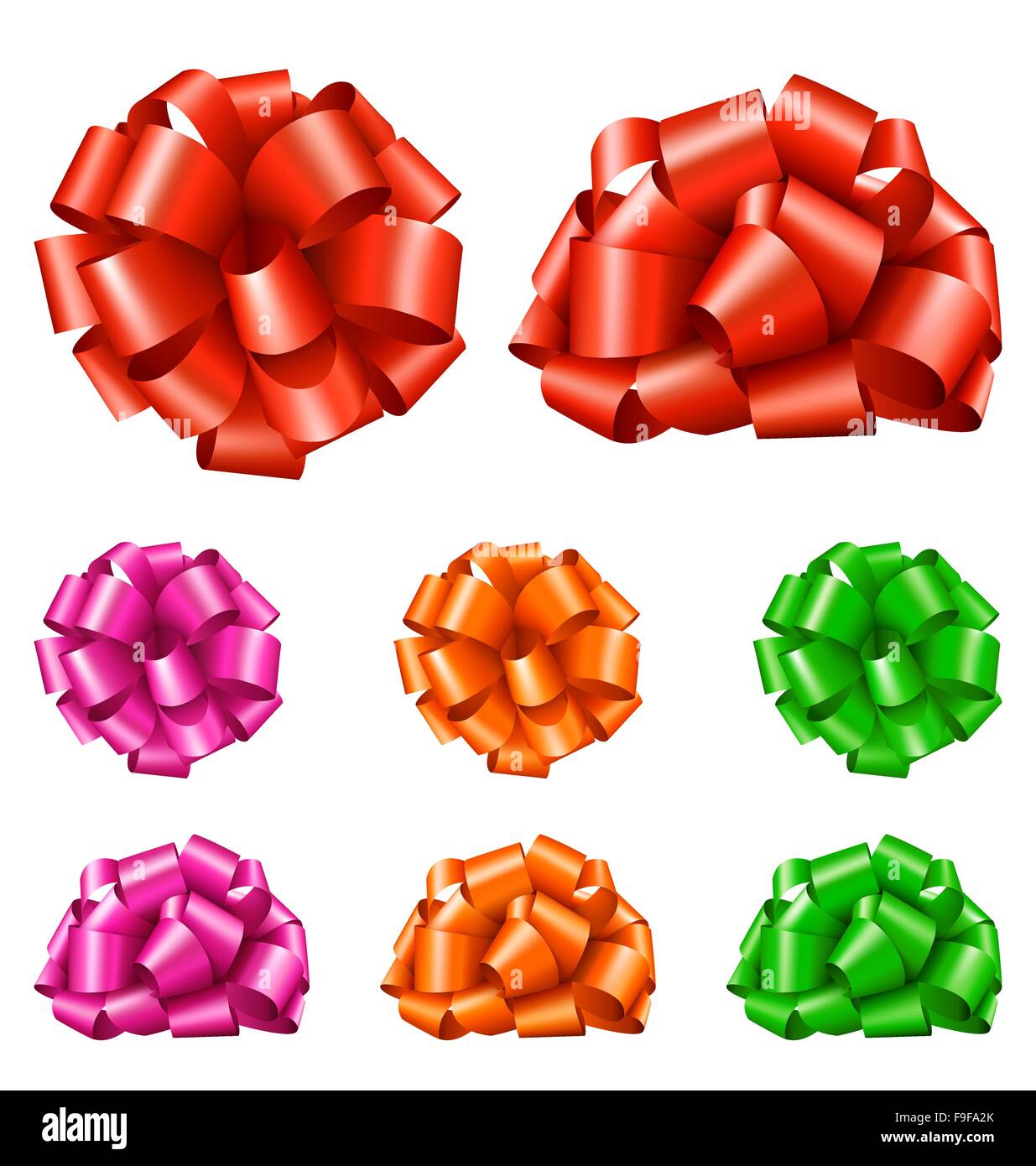 Set Collection of Colorful Festive Ribbon Bows Isolated on White Stock ...