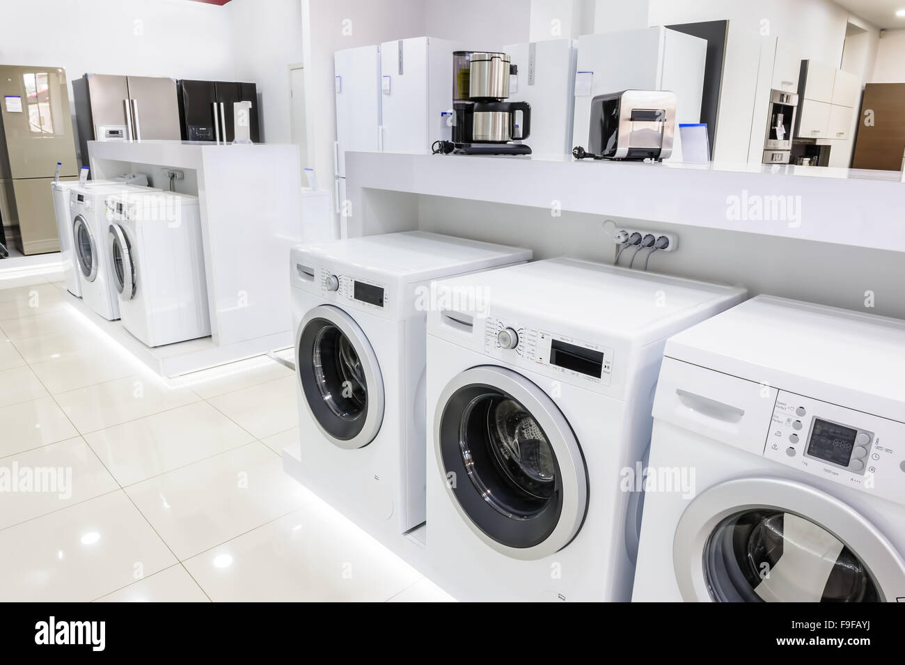 Home appliance in the store Stock Photo