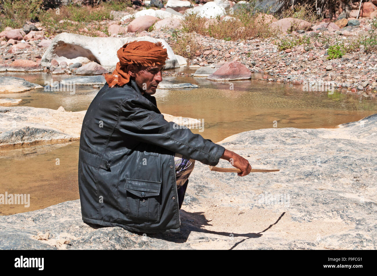 Oasis of Dirhur, natural pool, protected area of Dixam Plateau, Gulf of