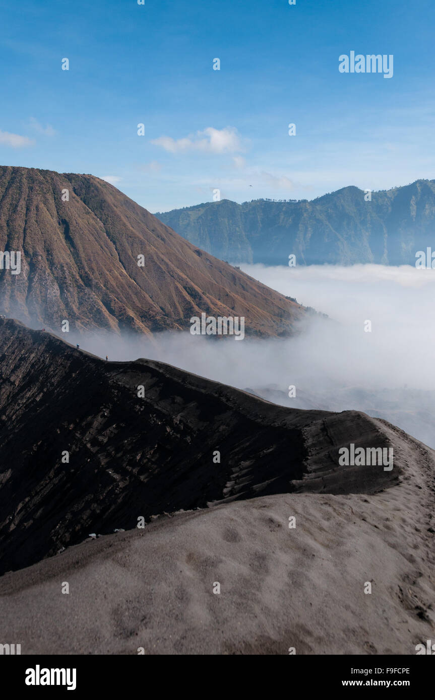 Clouds of Fog smoke and mist Surrounding volcano Stock Photo