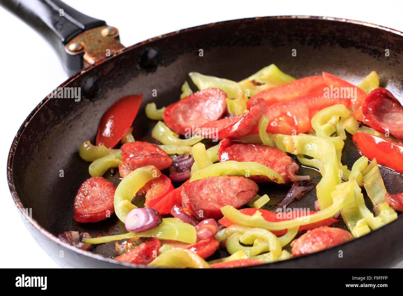 Sausage and vegetable stir fry Stock Photo - Alamy