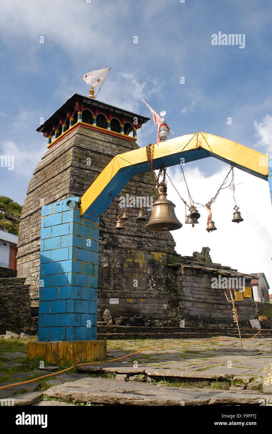 Main entrance of 1000 years old Tungnath Temple built by Pandavas at district Rudraprayag in Uttarakhand, (India).  Tungnath tem Stock Photo