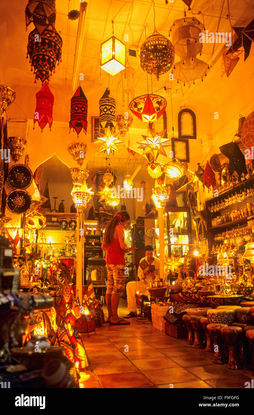 Bazar Kasbah (souvenir shop selling Moroccan handicrafts). In Calle Calderería Nueva 7. Albaicín quarter. Granada, Andalucia, Sp Stock Photo