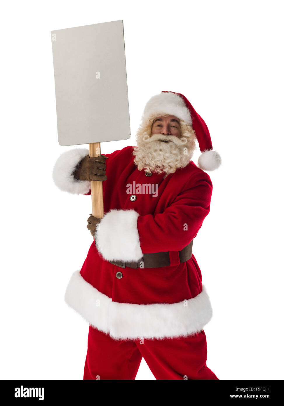 Santa Claus holding blank sign. Portrait Isolated on White Background ...