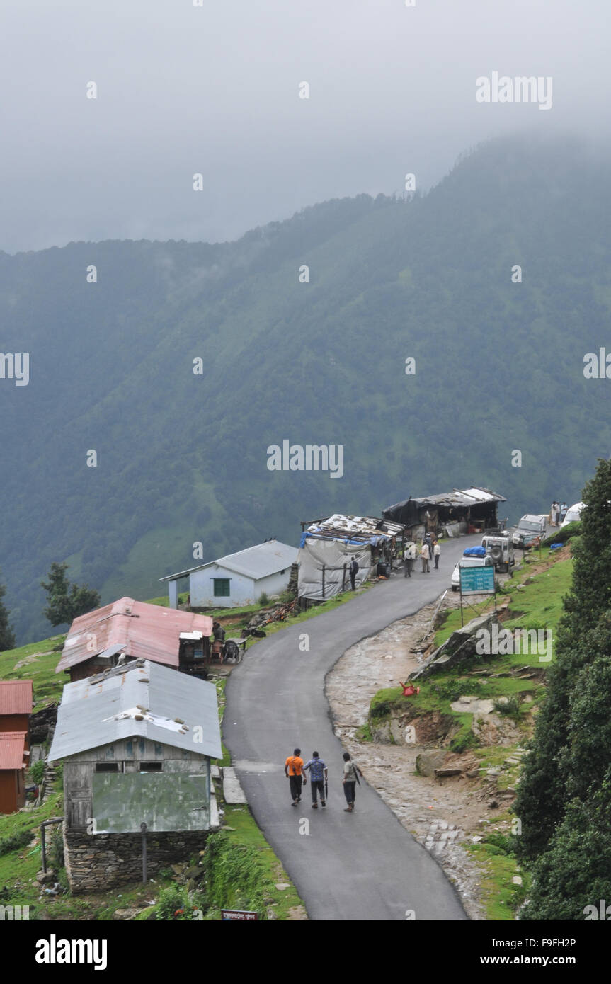 View along Tungnath –Tungnath temple lies in the Tungnath mountain range of Rudraprayag district in Uttarakhand.India.  Tungnath Stock Photo