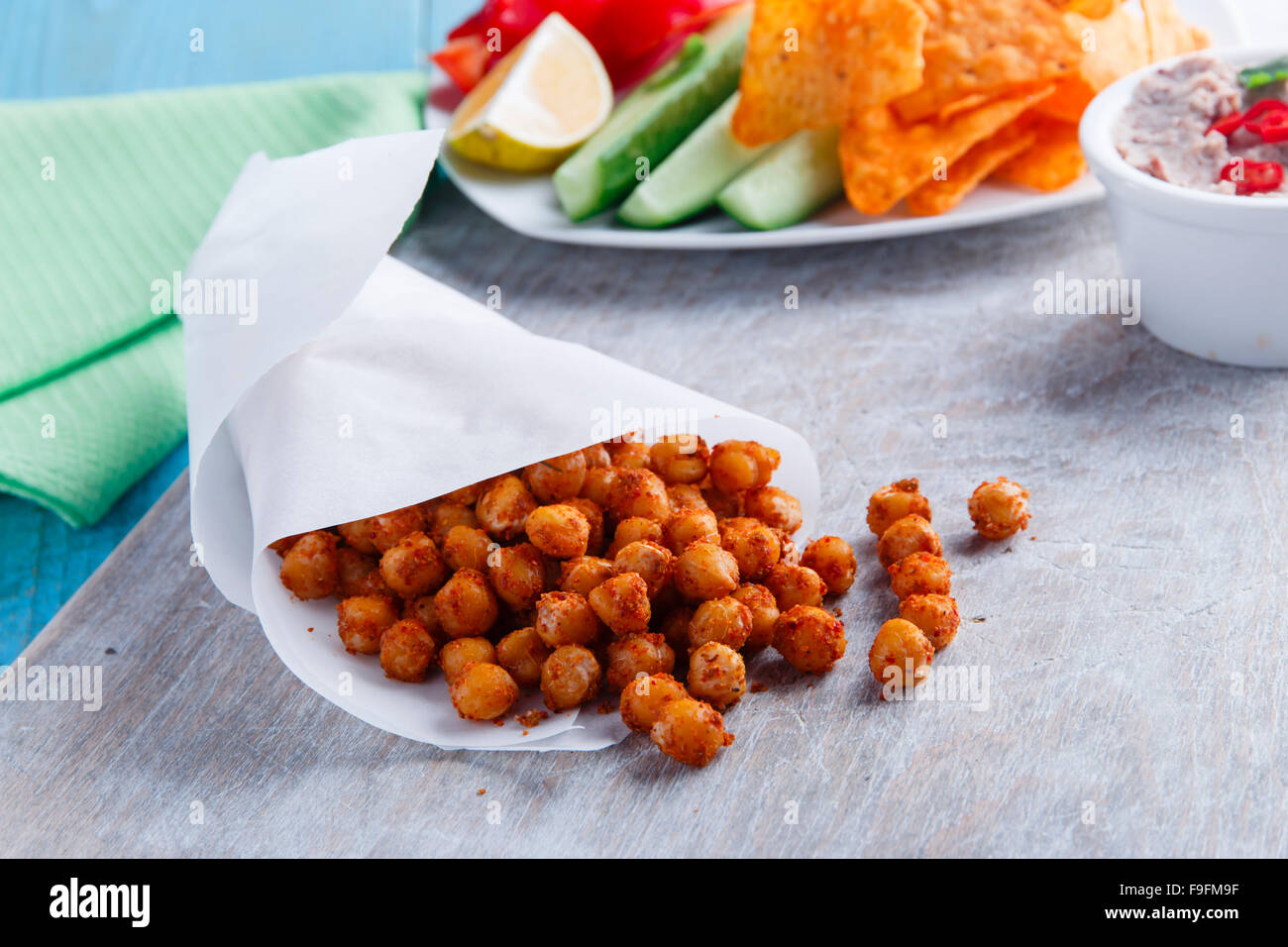Roasted spicy chickpeas Stock Photo