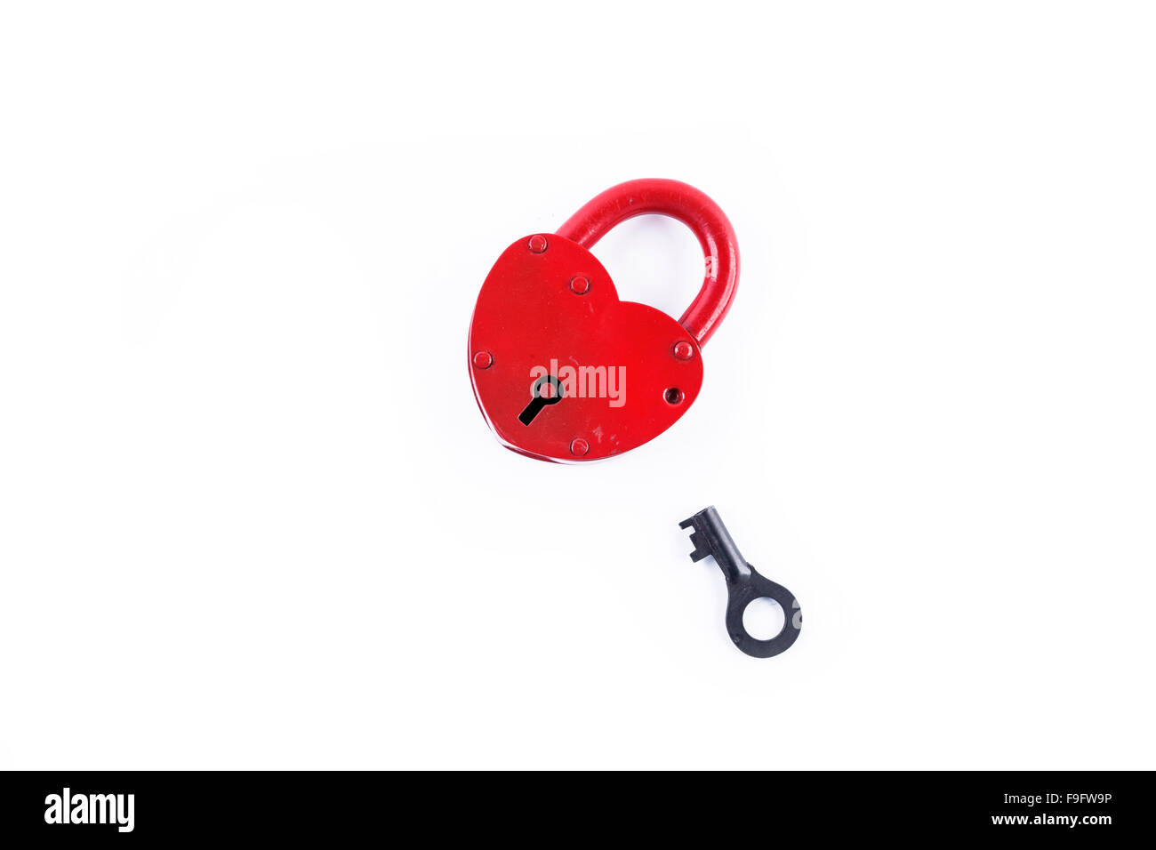 red heart valentine lock on the white isolated Stock Photo - Alamy