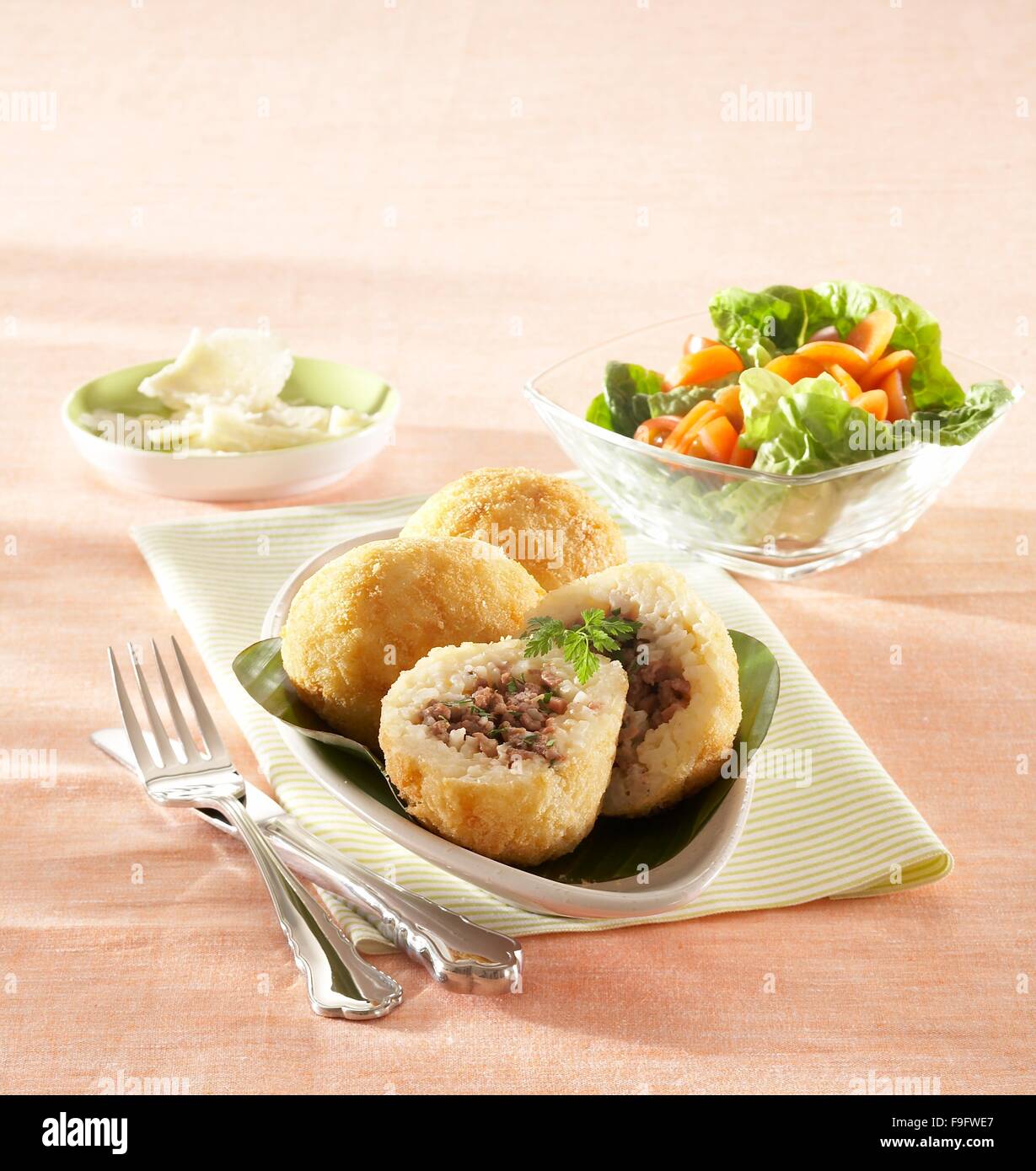 Rice Balls with Meat (step by step Stock Photo Alamy