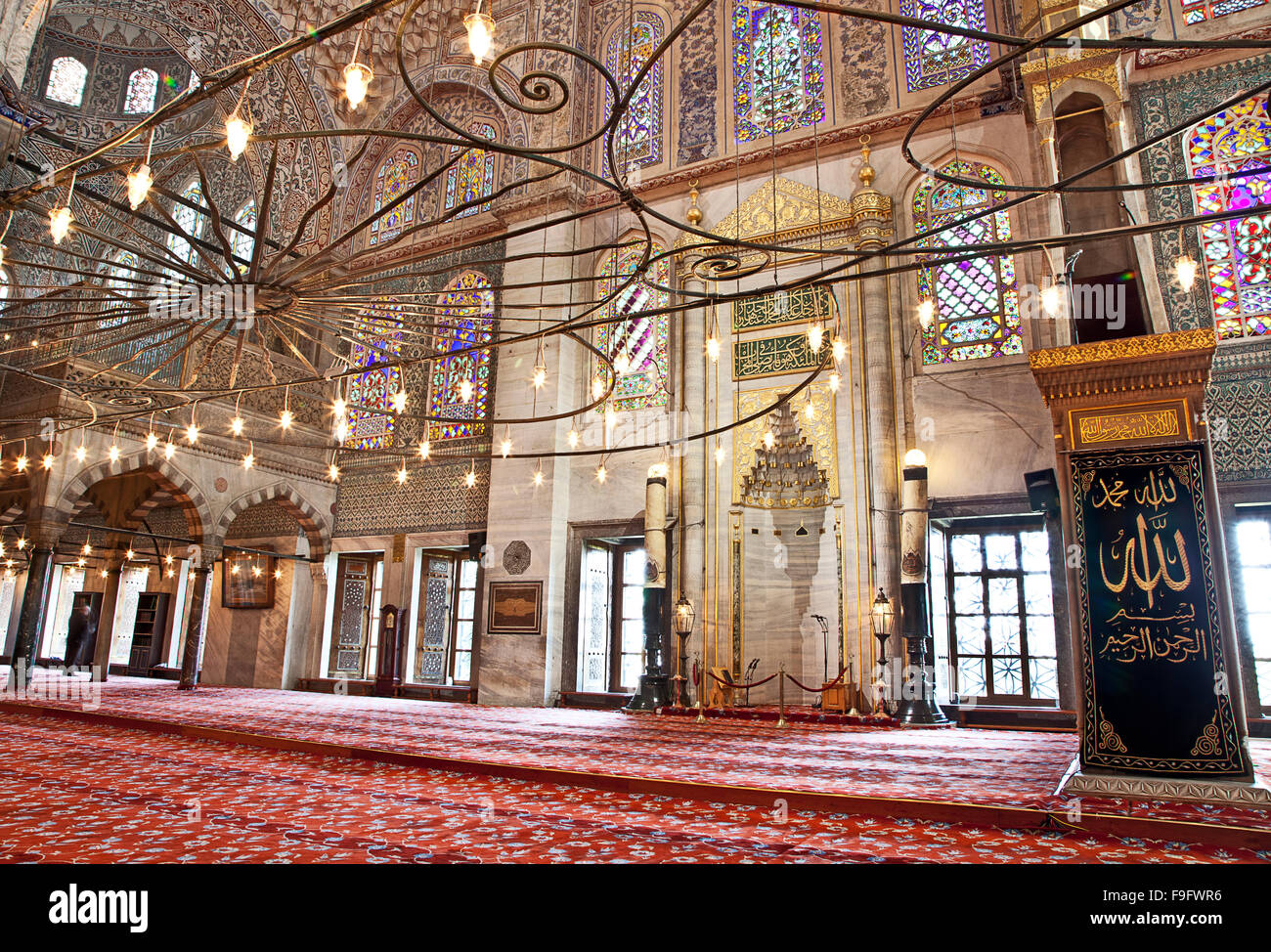 Sultanahmet Blue Mosque in Istanbul Turkey - interior Stock Photo - Alamy