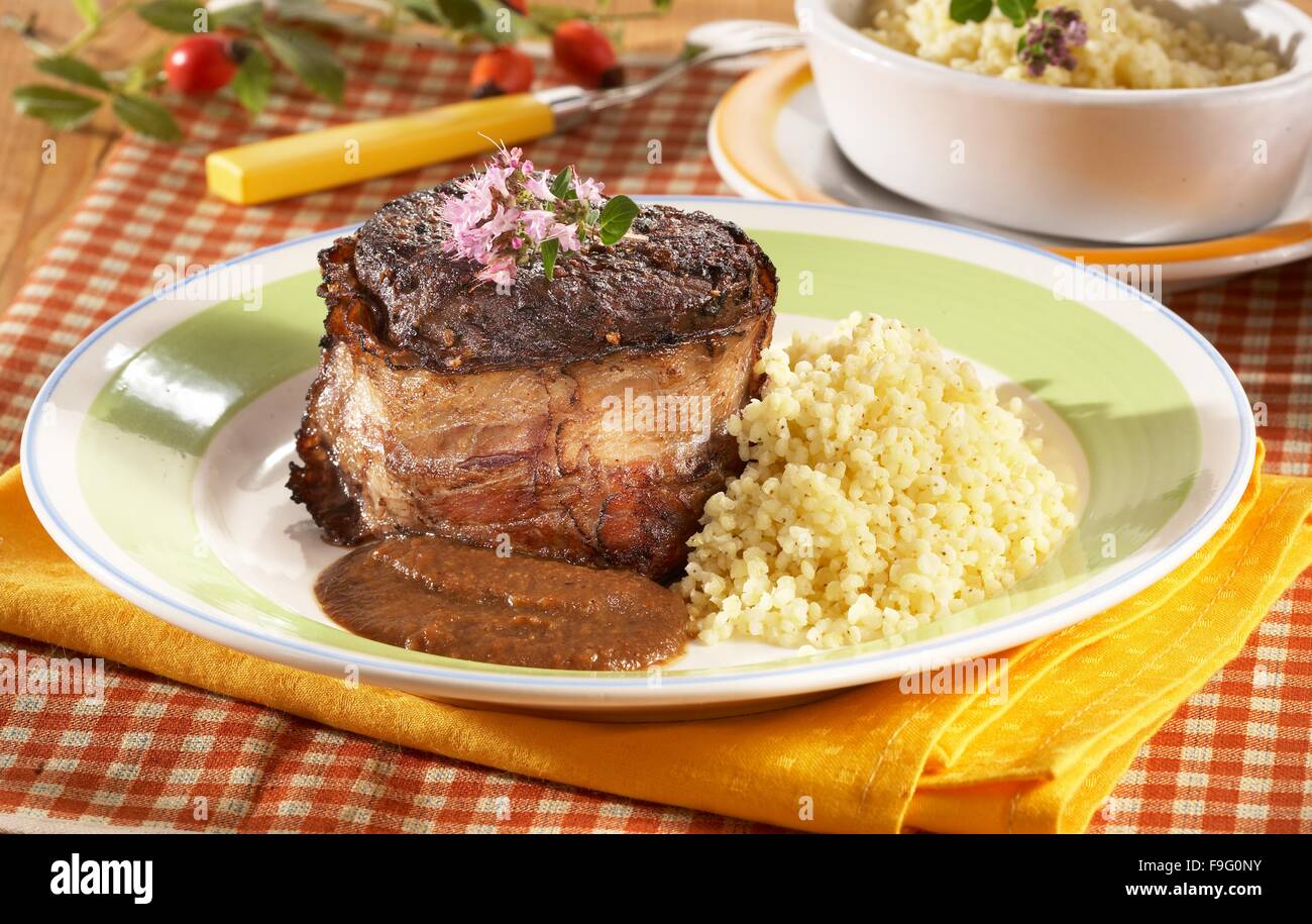 Venison Steak with Plum Sauce Stock Photo Alamy