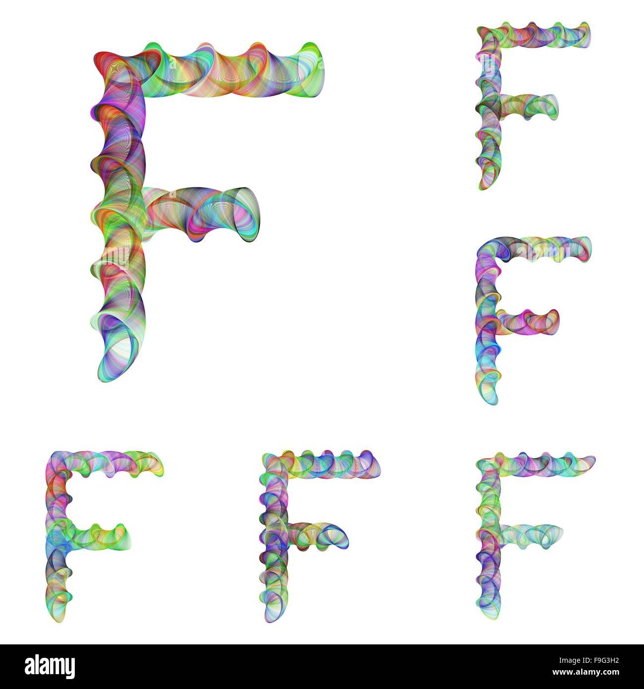 Colorful ellipse fractal font - letter F Stock Vector