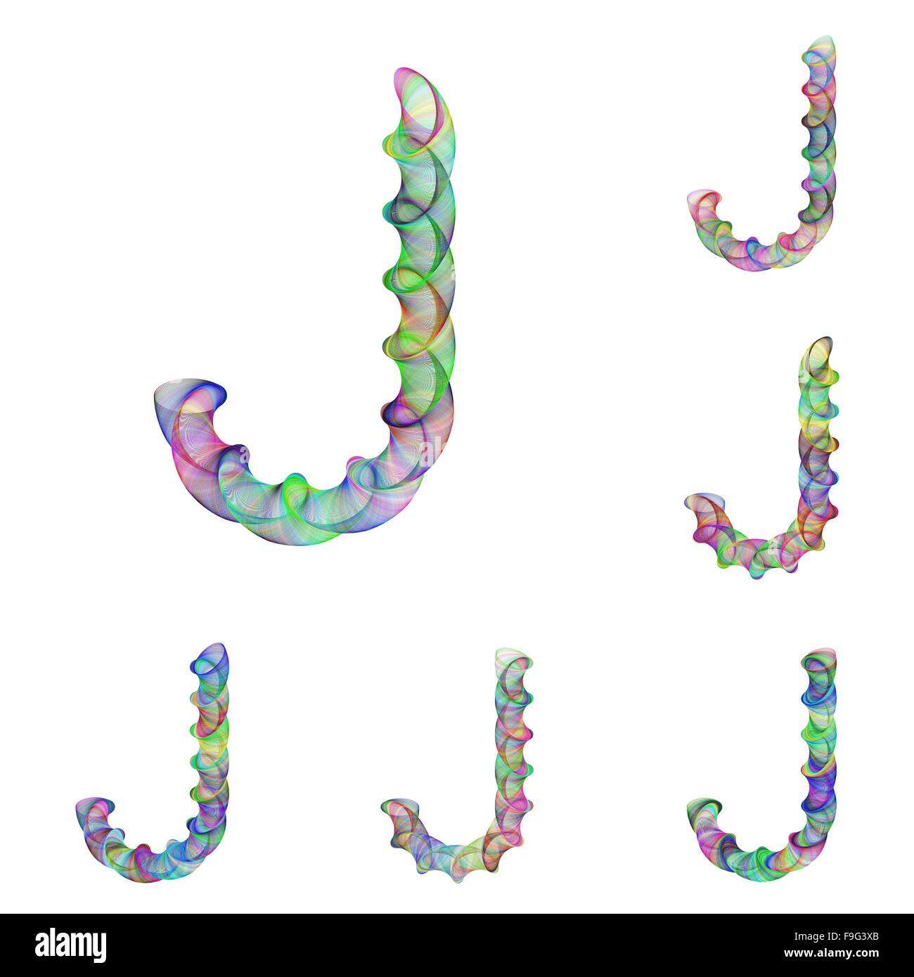 Colorful ellipse fractal font - letter J Stock Vector