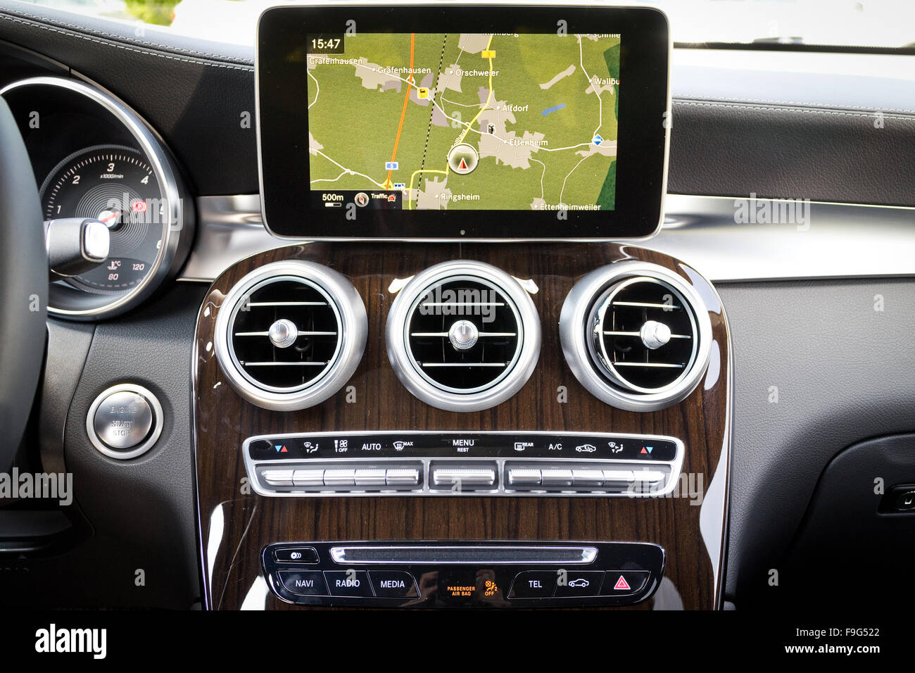Basel, Swiss July 15 2015 : Mercedes-Benz All new GLC SUV 2015 GPS System  on July 15 2015 in Swiss Stock Photo - Alamy
