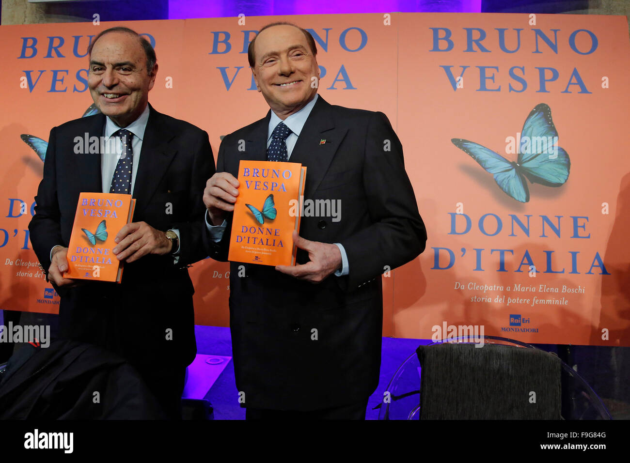 Rome, Italy. 16th December, 2015. Bruno Vespa and Silvio Berlusconi Rome 16th December 2015. Presentation of the book 'Women of Italy'. Credit:  Samantha Zucchi/Insidefoto/Alamy Live News Stock Photo