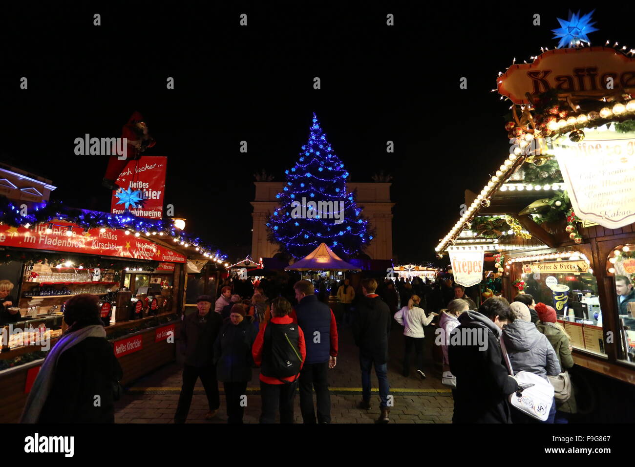 Potsdam, Germany, December 16, 2015 Decoration lights glowed on