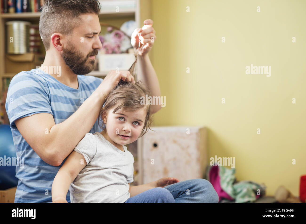 cute baby girl with father