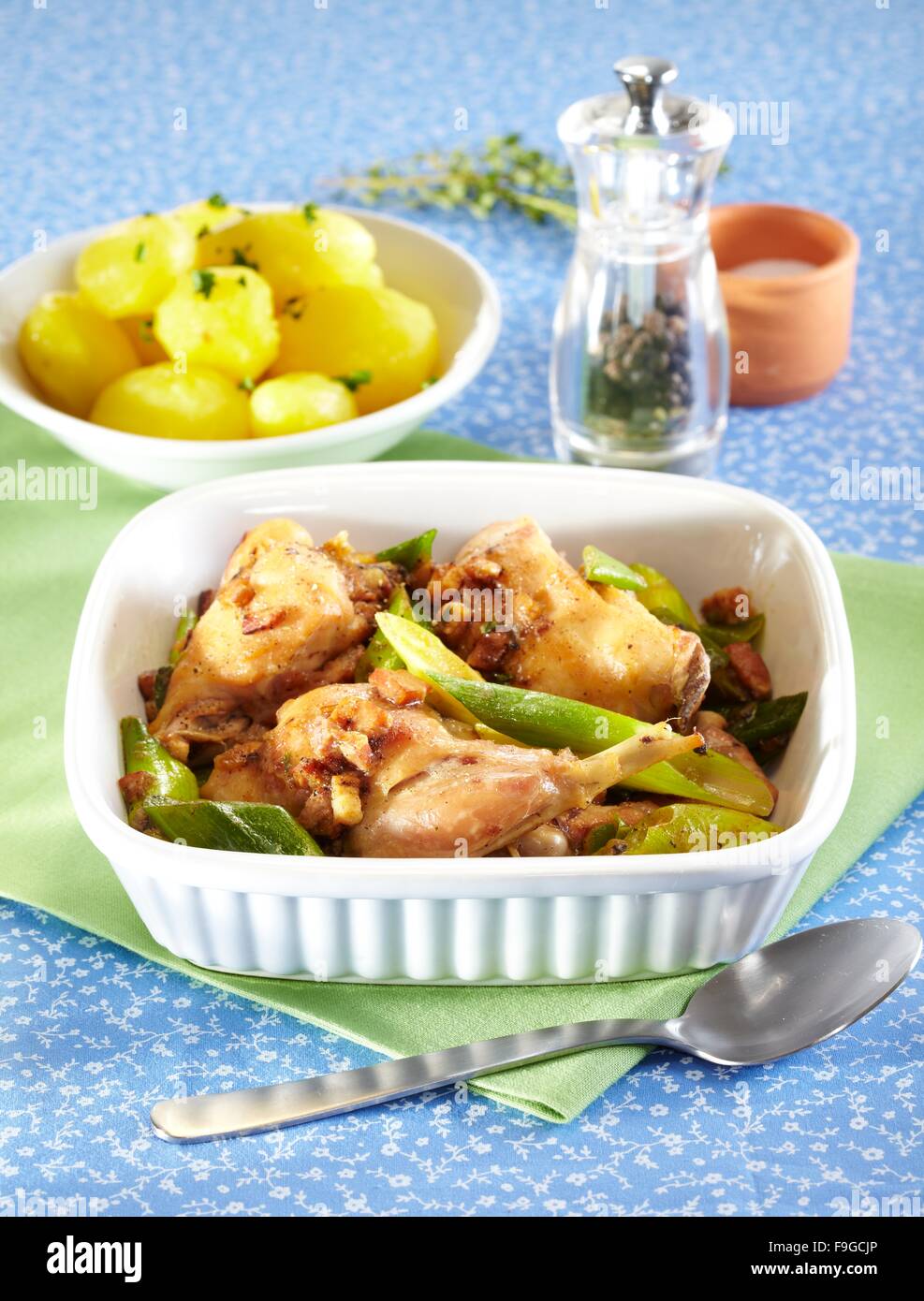 Rabbit roast with spring vegetable hires stock photography and images Alamy
