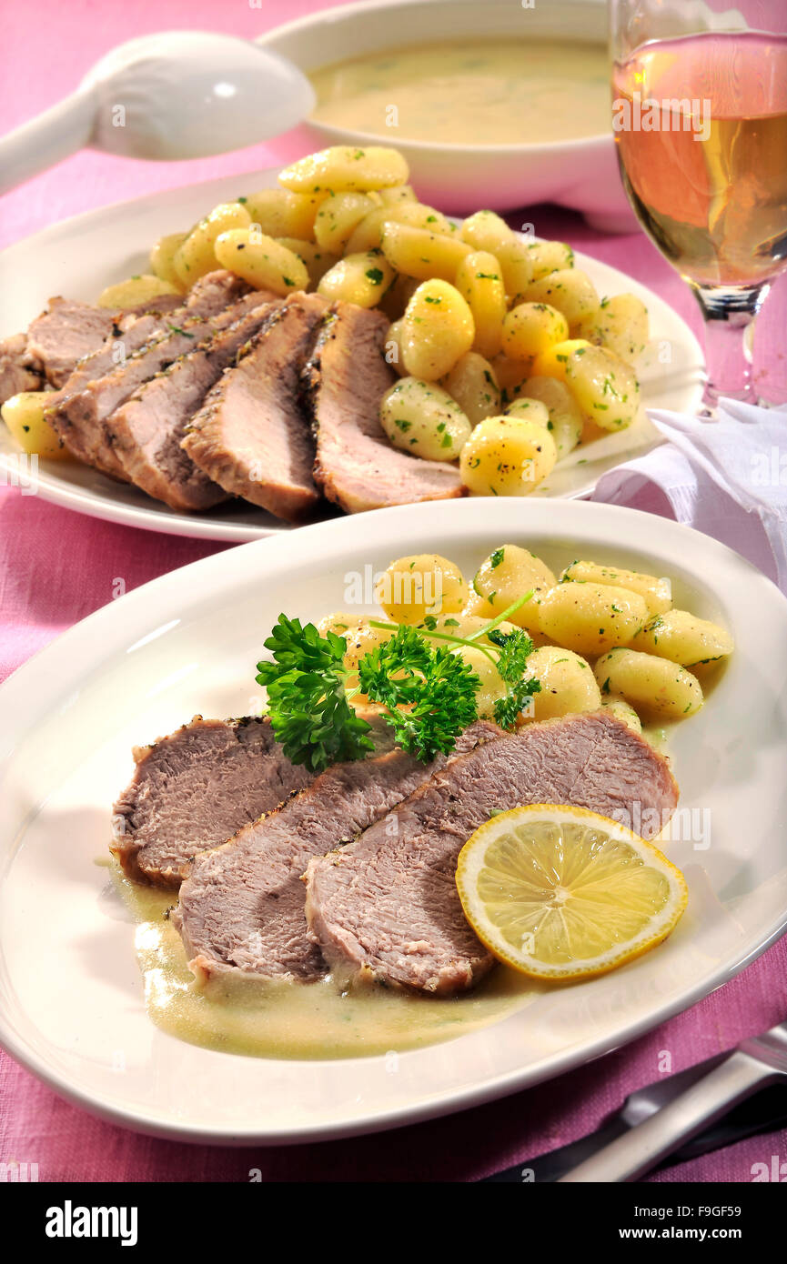 Veal in Lemon Sauce Stock Photo Alamy