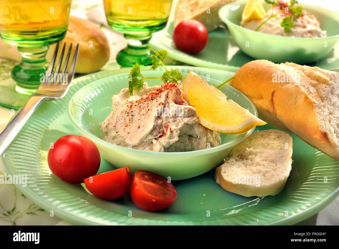 Curd Cheese Spread with Smoked Fish Stock Photo Alamy