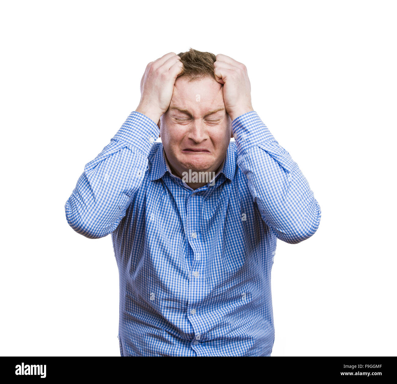 Funny young adult showing his emotions expressively by his gestures and ...