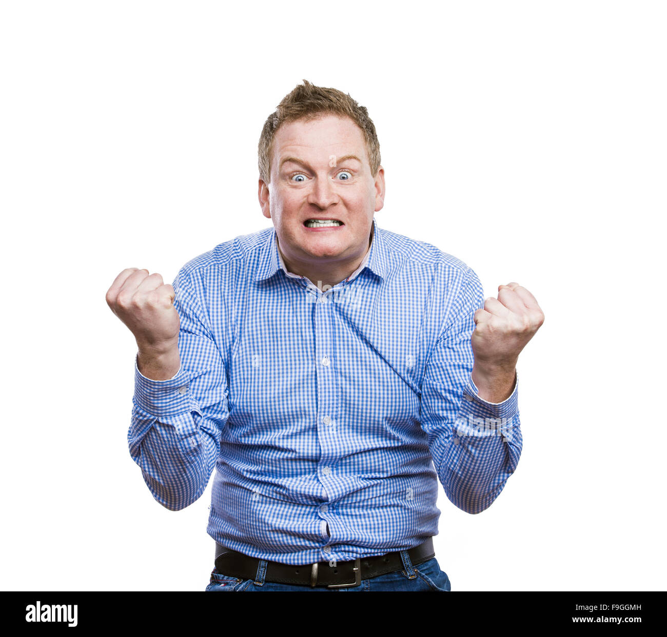 Funny young adult showing his emotions expressively by his gestures and ...