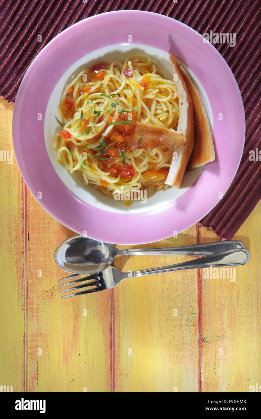 Rice Noodles with Smoked Fish Stock Photo Alamy