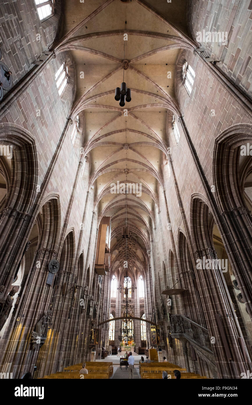 Interior of the St. Lorenz Church, Nuremberg, Middle Franconia, Franconia, Bavaria, Germany Stock Photo