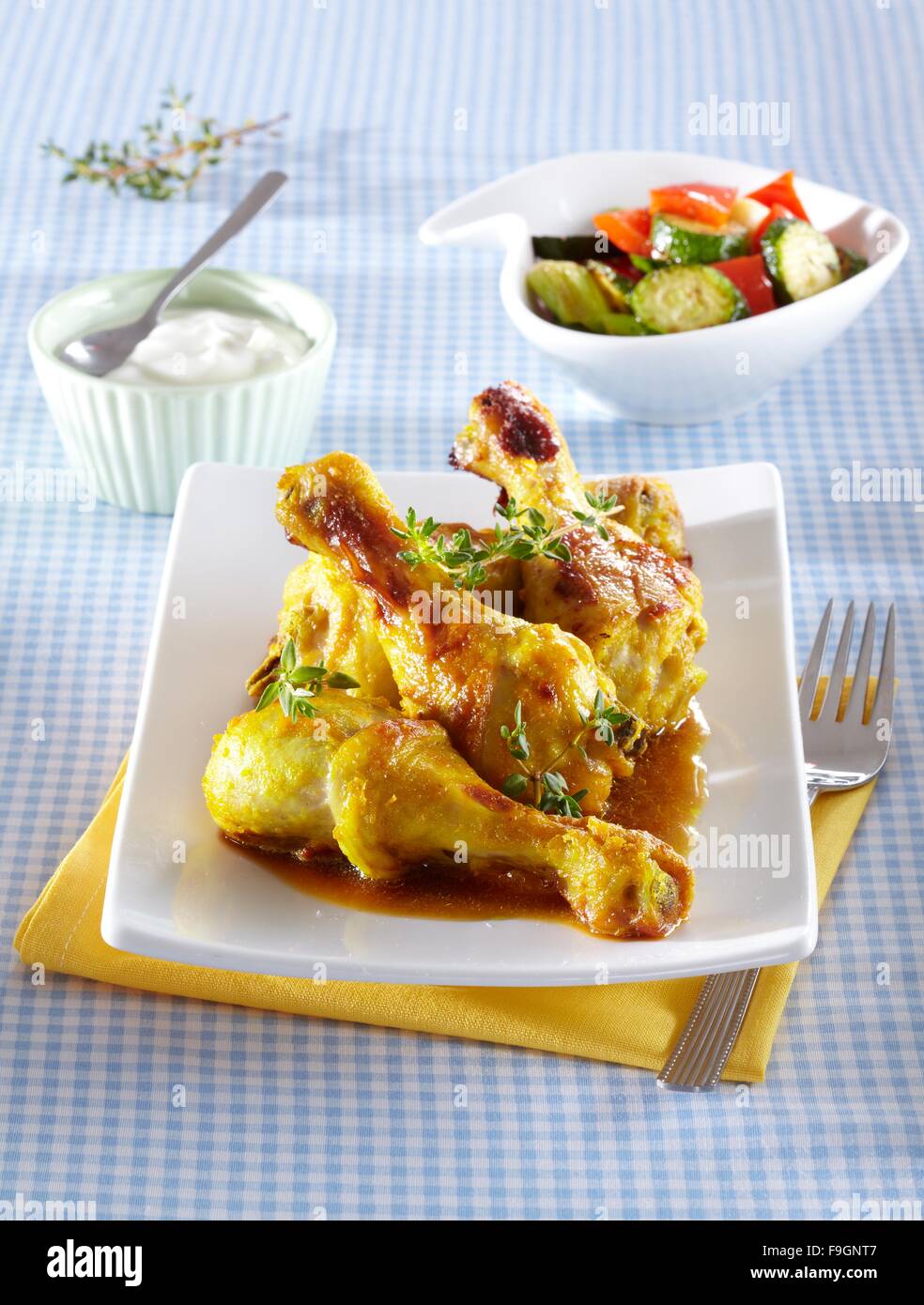 Chicken drumsticks in spicy yoghurt hires stock photography and images