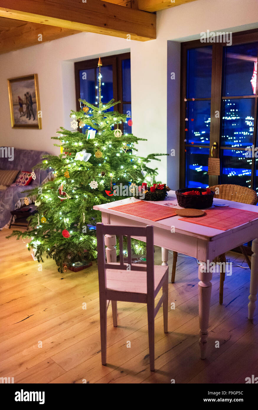 Illuminated Christmas Tree Home Ceiling Stock Photos Illuminated