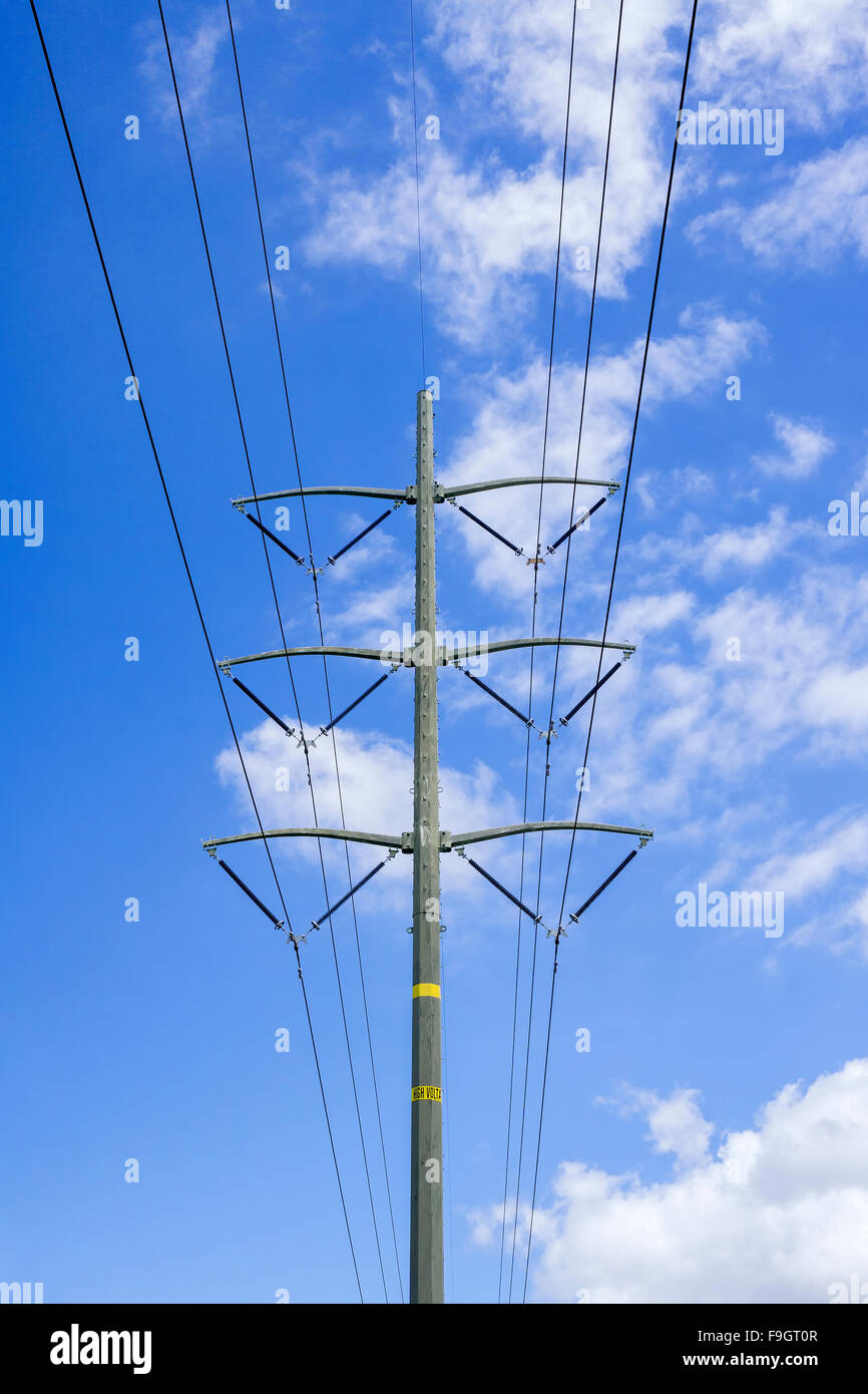 Overhead power line in San Diego, California Stock Photo