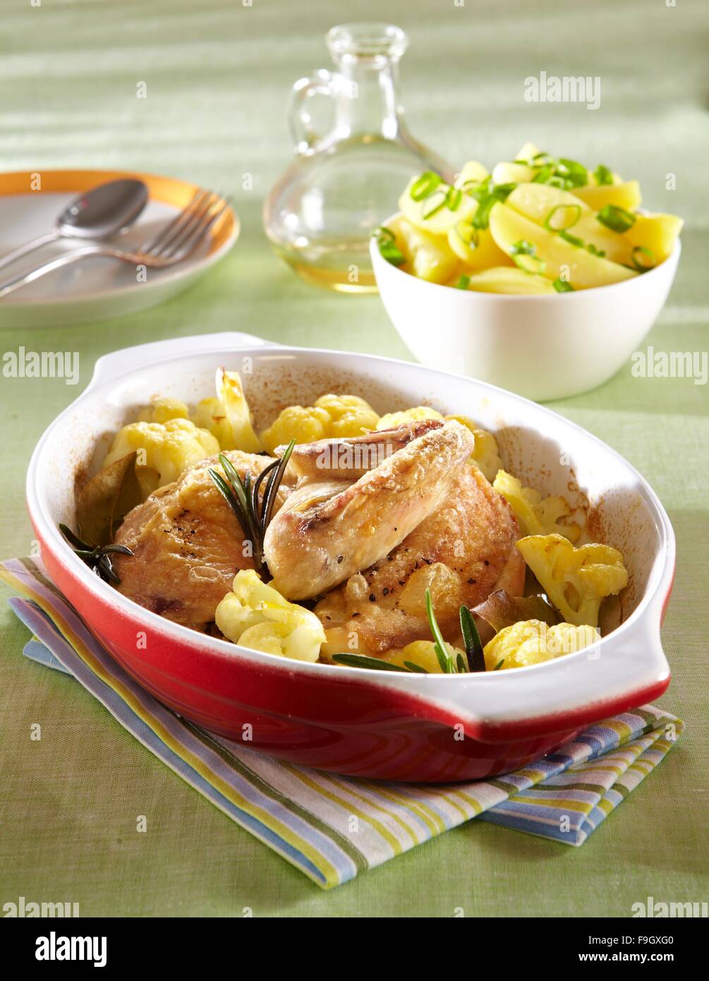 Chicken roast with cauliflower hires stock photography and images Alamy