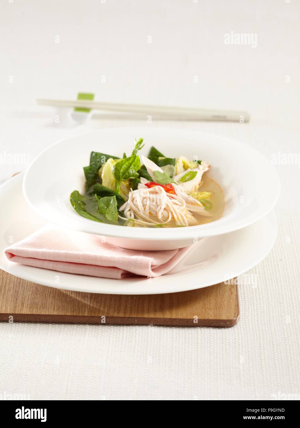 Asian Ginger Chicken Soup Stock Photo - Alamy