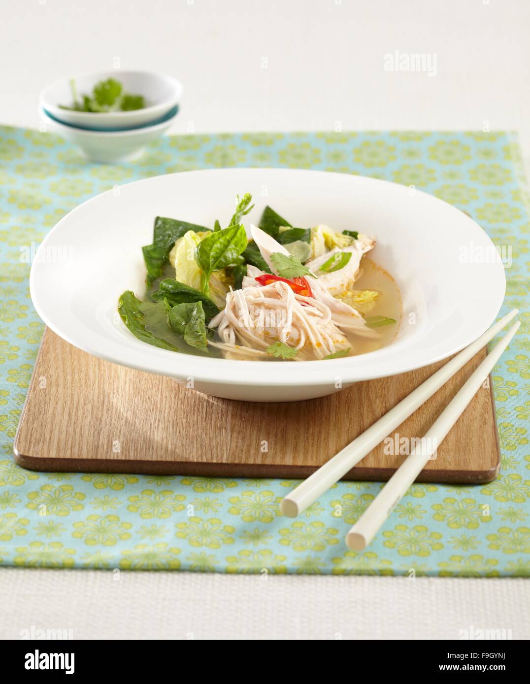 Asian Ginger Chicken Soup Stock Photo - Alamy